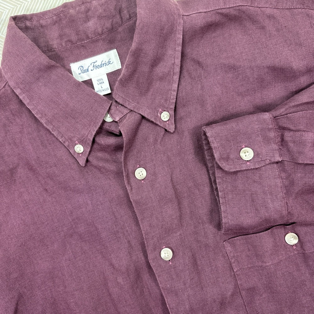 Paul Fredrick 100% Linen Large Button Up Shirt Classic Fit Long Sleeve Oxford